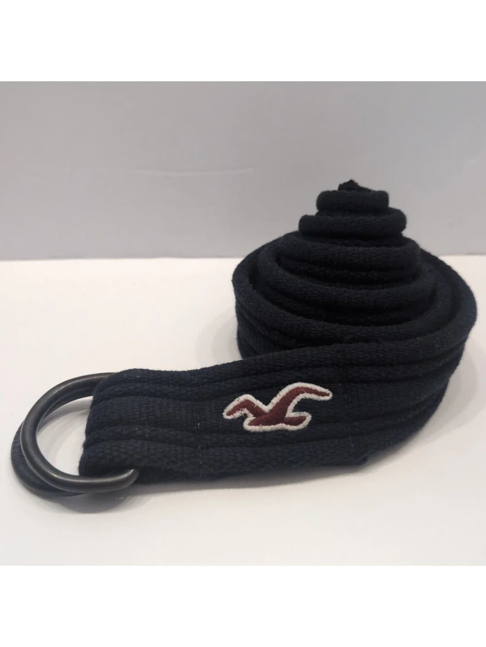 Y2K Hollister Cloth Belt Double D Ring Navy  Blue Red Bird L/XL 48